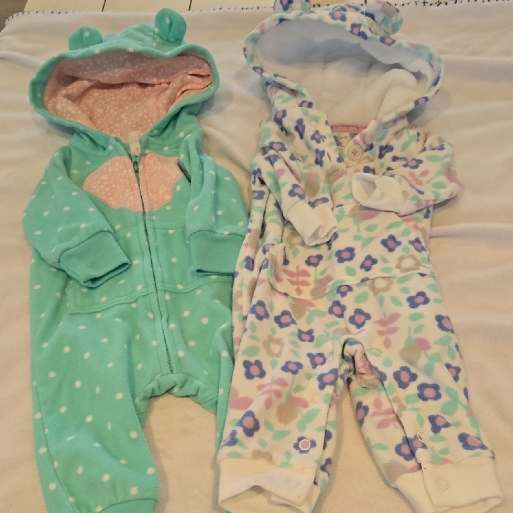 Carter's Mint Green and Pastel Floral One Pieces